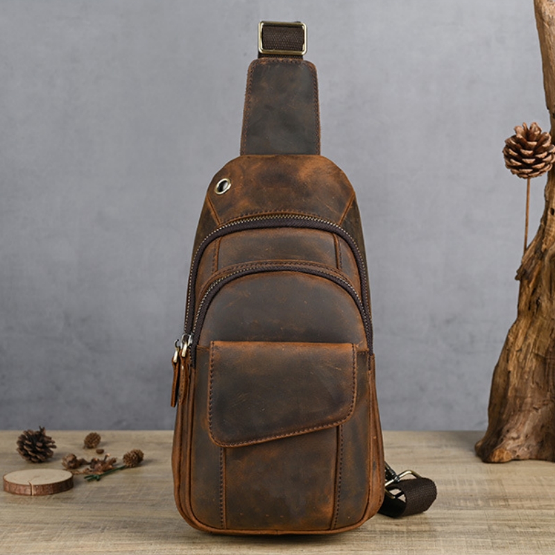 Saddle Bag Leather - حقيبة صدر رجالية فاخرة متعددة الوظائف