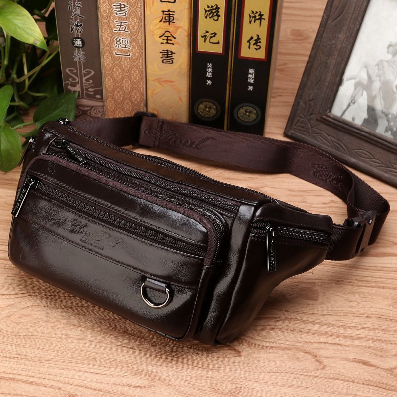 Saddle Bag Leather - الرجال الخصر فاني أكياس حبال حقيبة