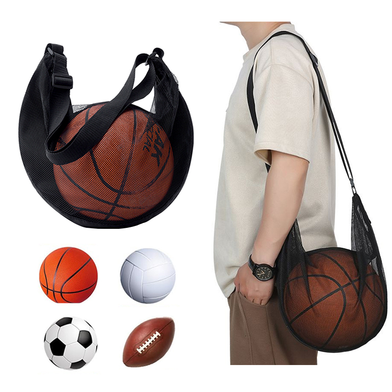 Mesh Net Bag - حقيبة كرة واحدة بحزام ورباط سحب،