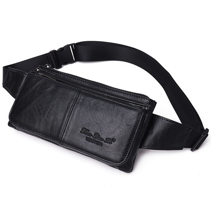 Saddle Bag Leather - حقيبة خصر رجالية من الجلد الطبيعي،