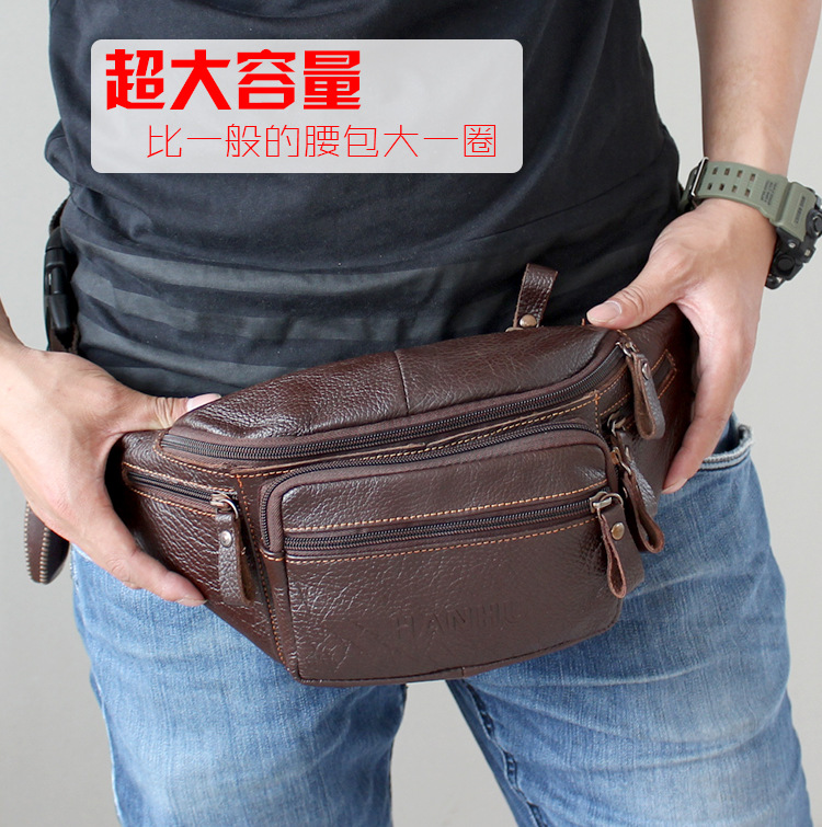 Saddle Bag Leather - جلد البقر الأصلي الخصر حقيبة الرجال
