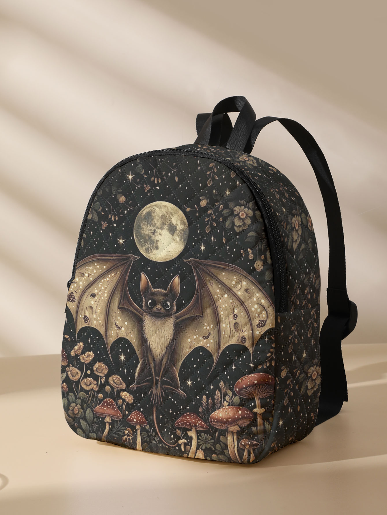 Mini Backpack Women - حقيبة ظهر مبطنة مزخرفة بنقشة زهور