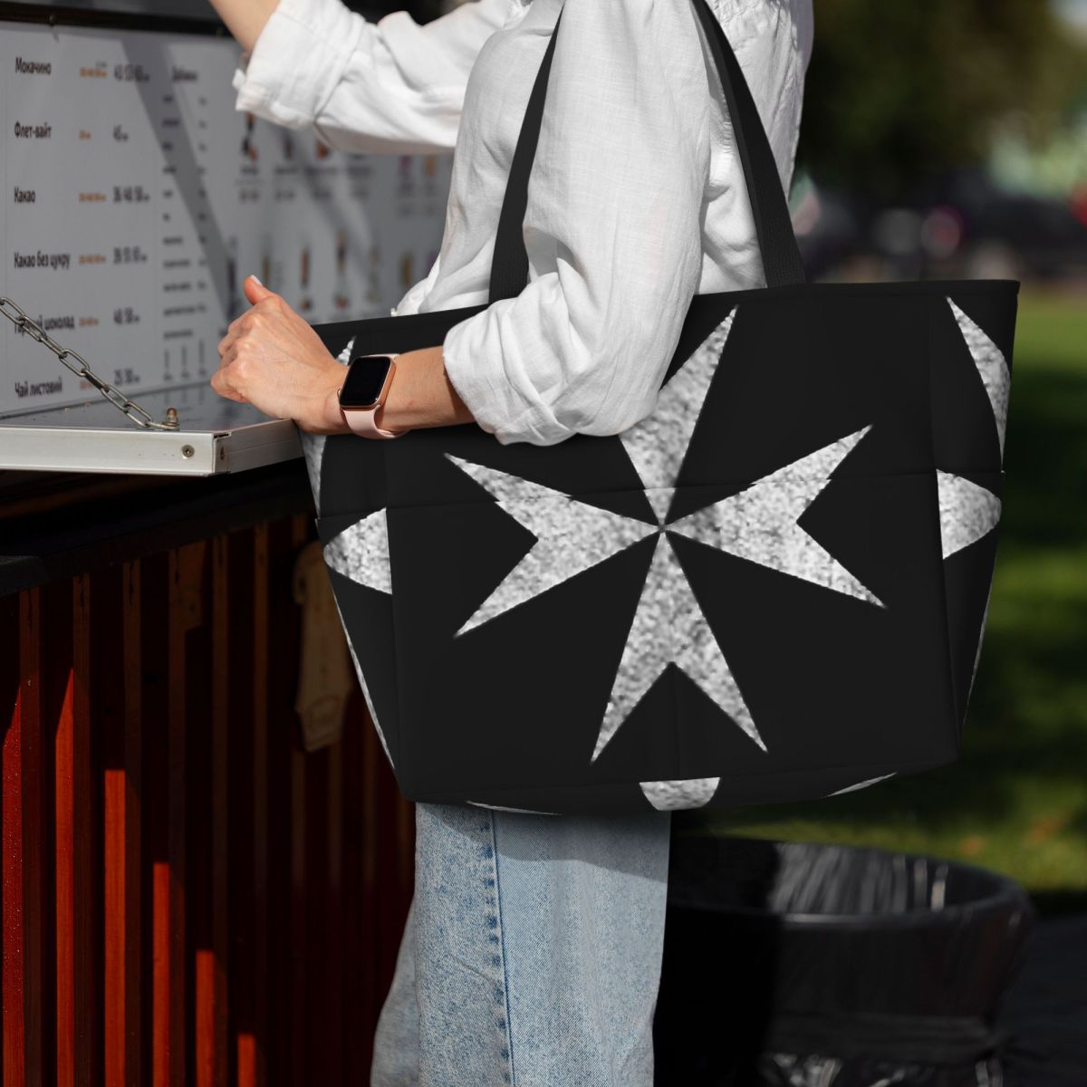 Women Bags Malta - حقيبة شاطئية كبيرة للسيدات بتصميم الصليب