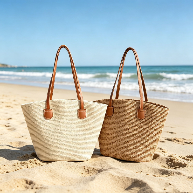 Women Bags Casual - حقيبة يد نسائية من القش بلون