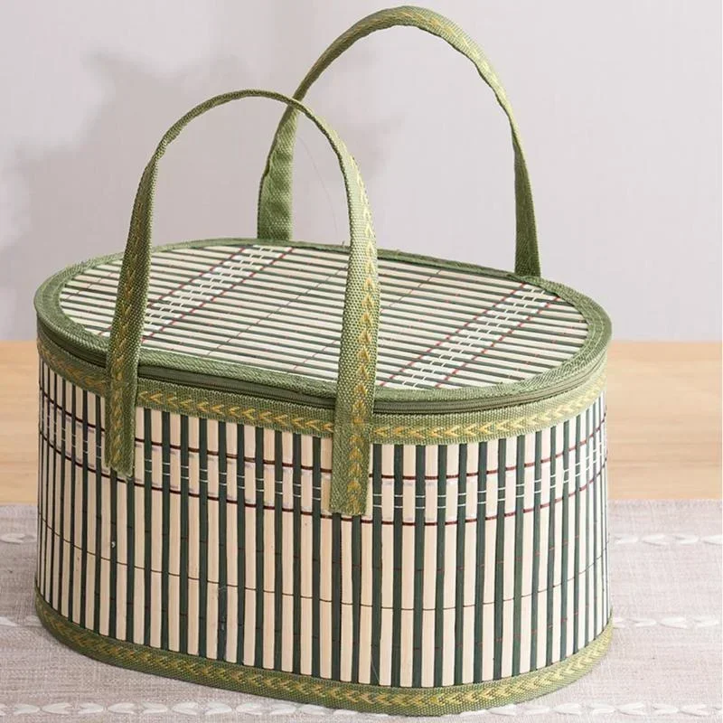 Women Bags Casual - سلة نزهة يدوية الصنع من الخيزران