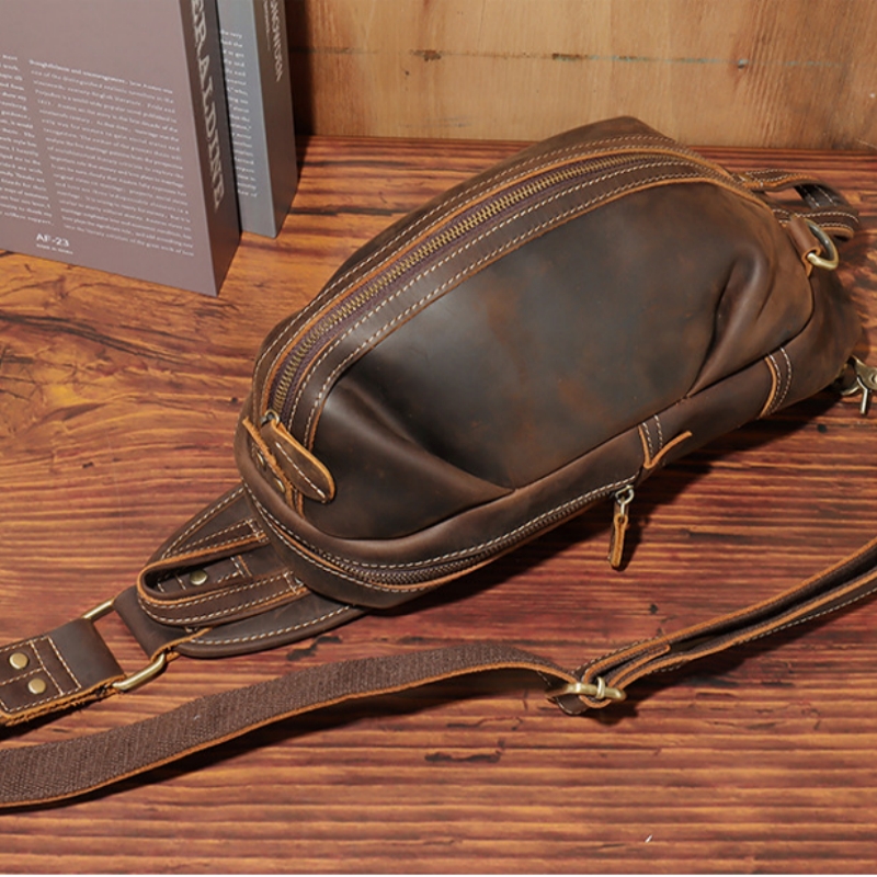 Saddle Bag Leather - حقيبة صدر للرجال من الجلد الطبيعي