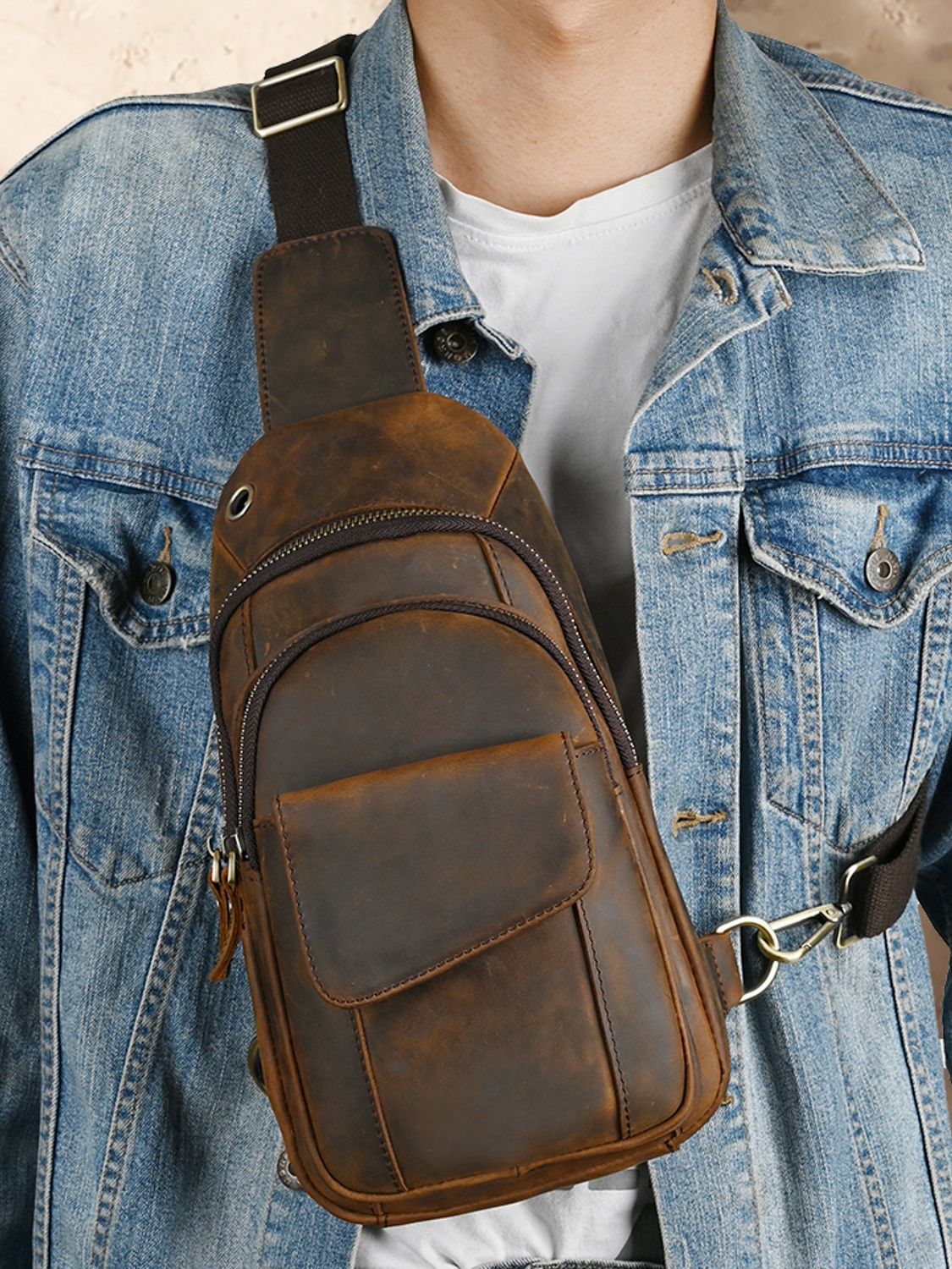 حقيبة صدر رجالية فاخرة متعددة  - مراجعة Saddle Bag Leather وسعره