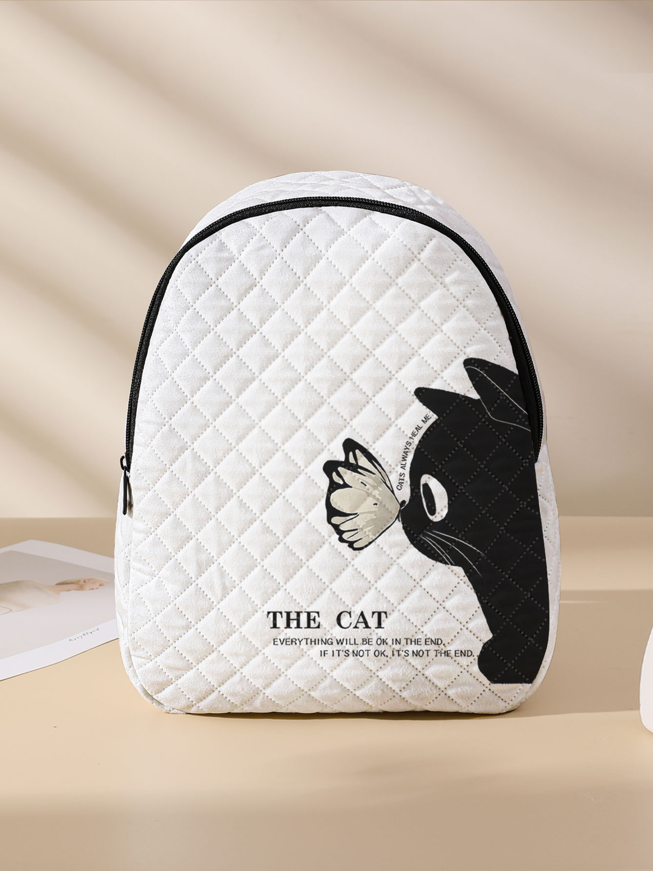 حقيبة ظهر مبطنة مدمجة بطبعة فر - مراجعة Mini Backpack Women وسعره