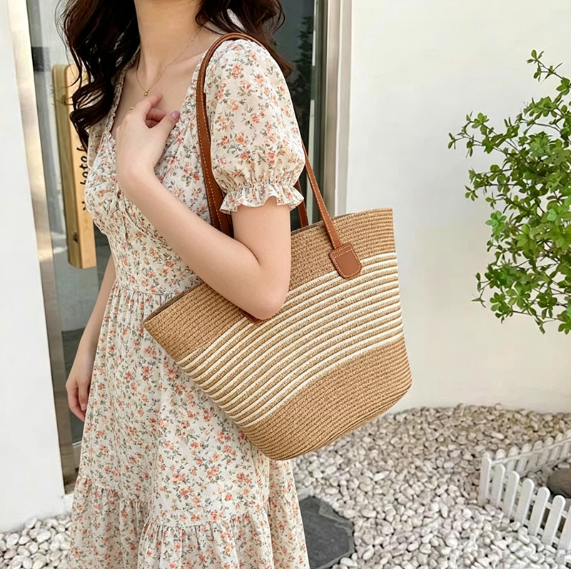 حقيبة يد نسائية من القش المخطط - مراجعة Women Bags Casual وسعره